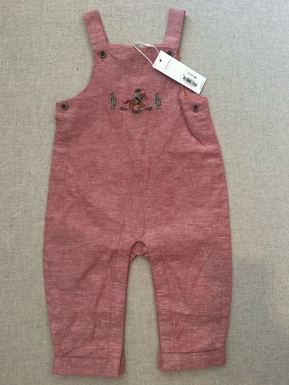 Janie and Jack Cowboy Linen-Blend Romper